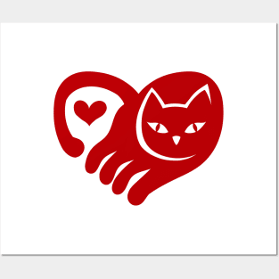 RED CAT HEART Posters and Art